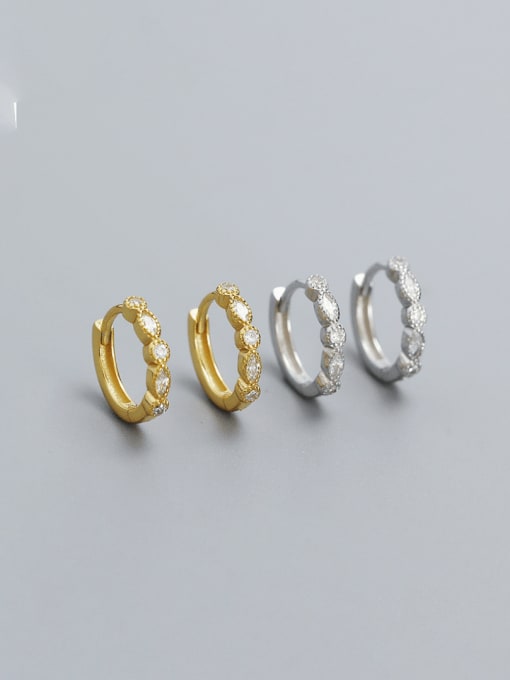 ACEE 925 Sterling Silver Cubic Zirconia Geometric Minimalist Huggie Earring 0