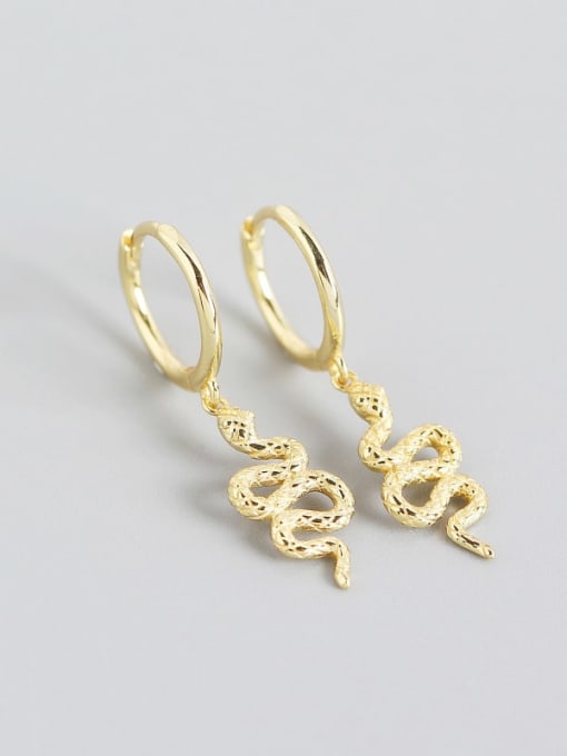 Gold 925 Sterling Silver Snake Trend Huggie Earring