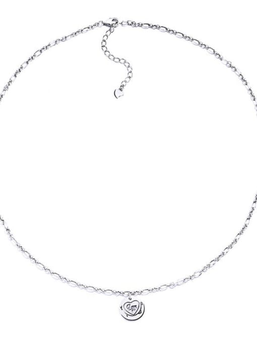 035L6.7g 925 Sterling Silver Heart Vintage Necklace