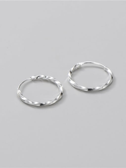 1.2 line thickness 925 Sterling Silver Round Minimalist Hoop Earring