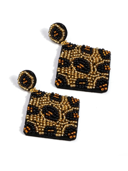 JMI Non-woven fabric Bead  Geometric Bohemia Hand-Woven  Drop Earring 0