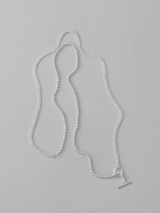 Bead stitched side chain 925 Sterling Silver Geometric Minimalist Hollow Chain Long Strand Necklace