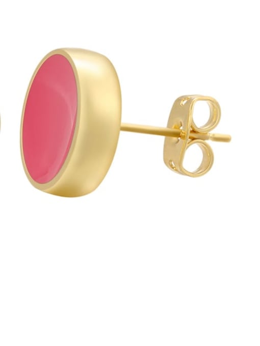 Red 10m Brass Enamel Round Minimalist Stud Earring