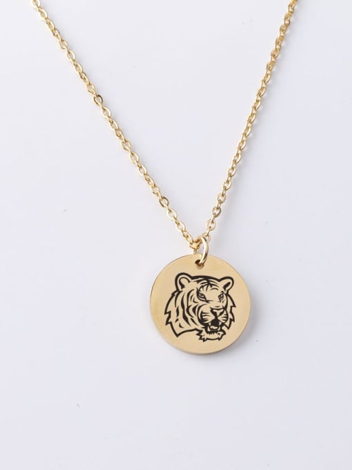 Gold yp001 124 20mm Stainless steel Round Tiger Minimalist Necklace
