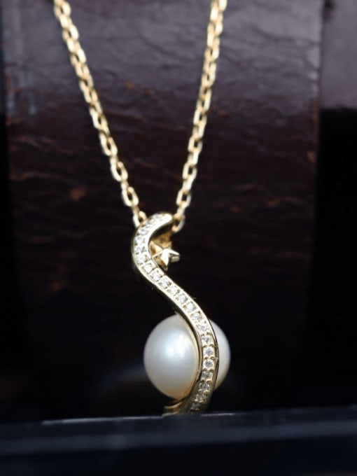 ZEMI 925 Sterling Silver Imitation Pearl Irregular Minimalist Necklace