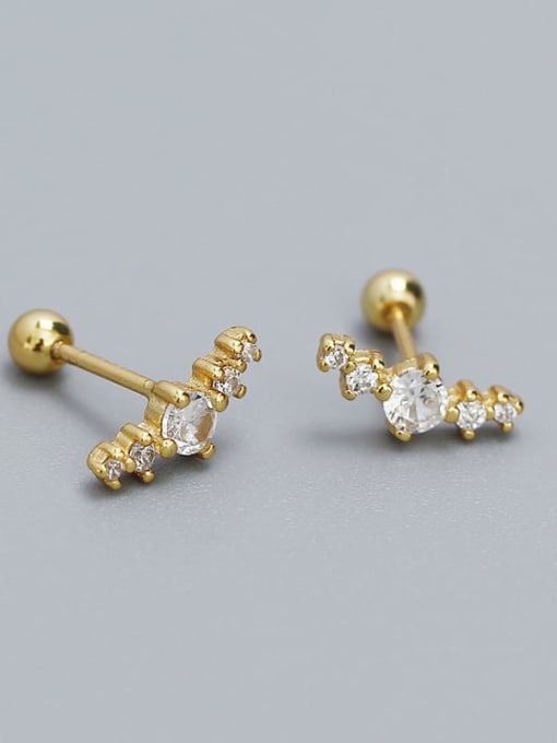 Gold color 925 Sterling Silver Cubic Zirconia Geometric Dainty Stud Earring