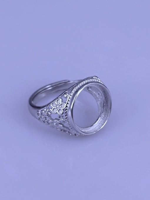 Supply 925 Sterling Silver 18K White Gold Plated Round Ring Setting Stone size: 13*13mm 2