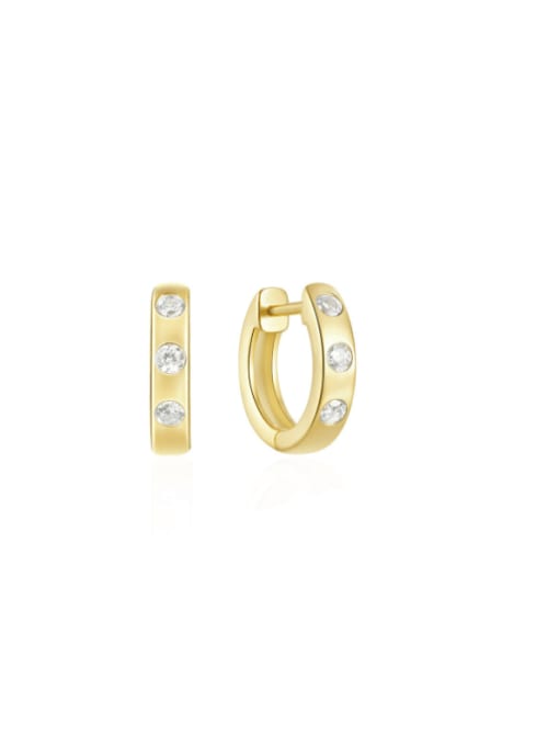 gold 1# 925 Sterling Silver Cubic Zirconia Geometric Minimalist Huggie Earring
