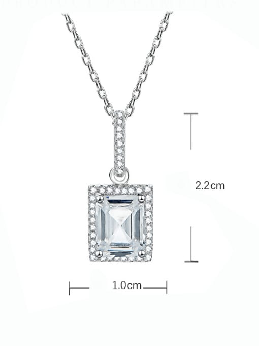 A&T Jewelry 925 Sterling Silver Cubic Zirconia Geometric Minimalist Necklace 2