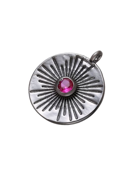 Gun black Copper micro-set 4-color rose red zircon round pendant
