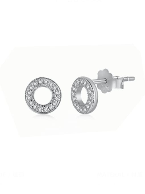 STL-Silver Jewelry 925 Sterling Silver Cubic Zirconia Geometric Minimalist Stud Earring 1