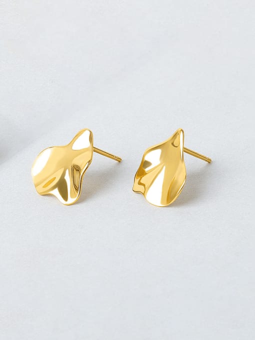 Gold 925 Sterling Silver Geometric Minimalist Stud Earring