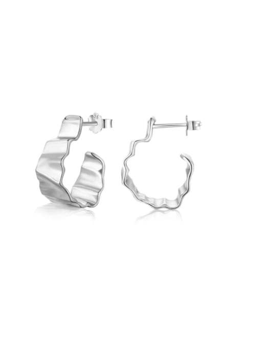 Platinum DY110046 925 Sterling Silver Geometric Minimalist Stud Earring
