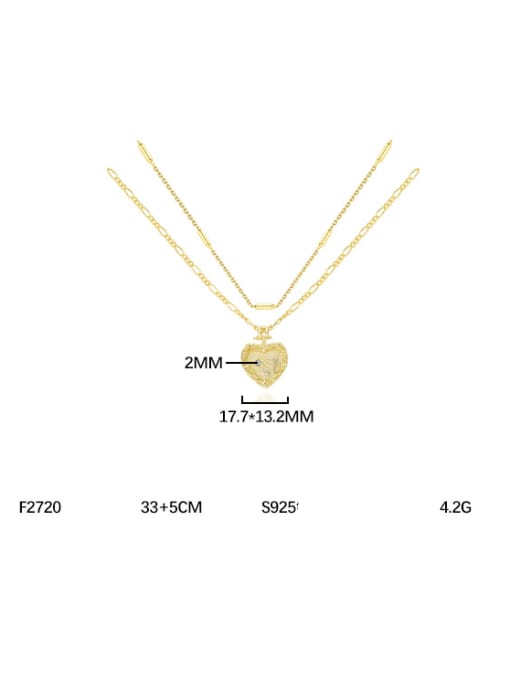 YUANFAN 925 Sterling Silver Heart Minimalist Multi Strand Necklace 2