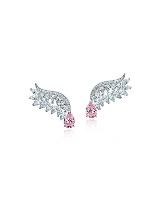 A&T Jewelry 925 Sterling Silver High Carbon Diamond Wing Luxury Stud Earring 0