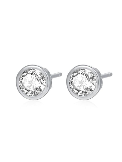E068 Platinum 925 Sterling Silver Cubic Zirconia Geometric Minimalist Stud Earring