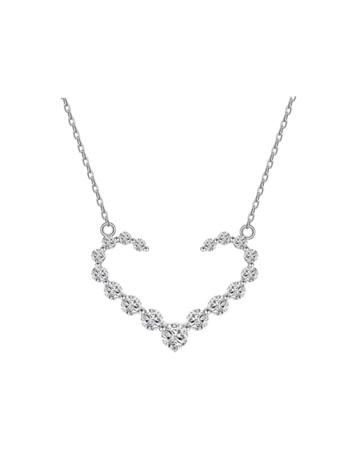 white 925 Sterling Silver Cubic Zirconia Heart Dainty Necklace