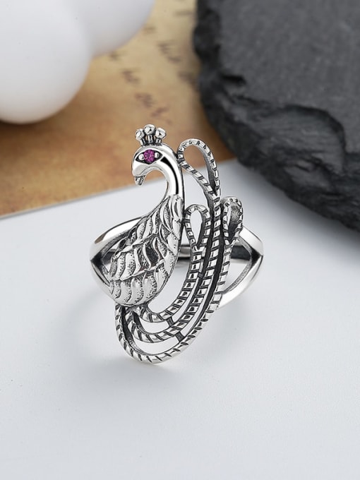 TAIS 925 Sterling Silver Peacock Vintage Statement Ring 2