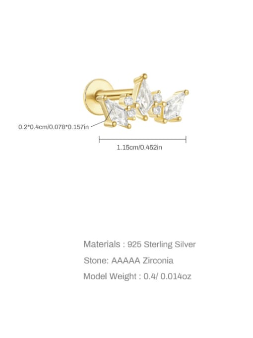 Single Gold 8 925 Sterling Silver Cubic Zirconia Geometric Trend Single Earring