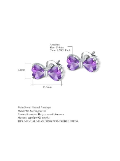 Purple 925 Sterling Silver Swiss Blue Topaz Bowknot Luxury Stud Earring