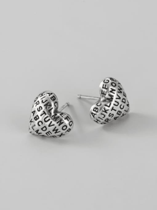 Love Earrings 925 Sterling Silver Heart Letter Vintage Stud Earring
