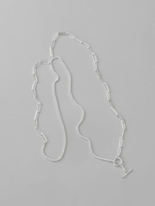 ARTTI 925 Sterling Silver Hollow Geometric Chain Minimalist Long Strand Necklace