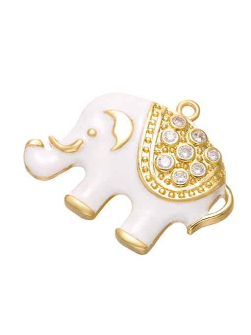 Golden White drop oil Brass Micro-Set Oil Drop Elephant Pendant