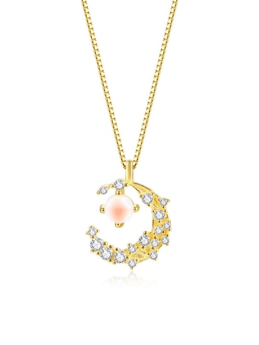 A2380 gold 925 Sterling Silver Cubic Zirconia Flower Minimalist Necklace