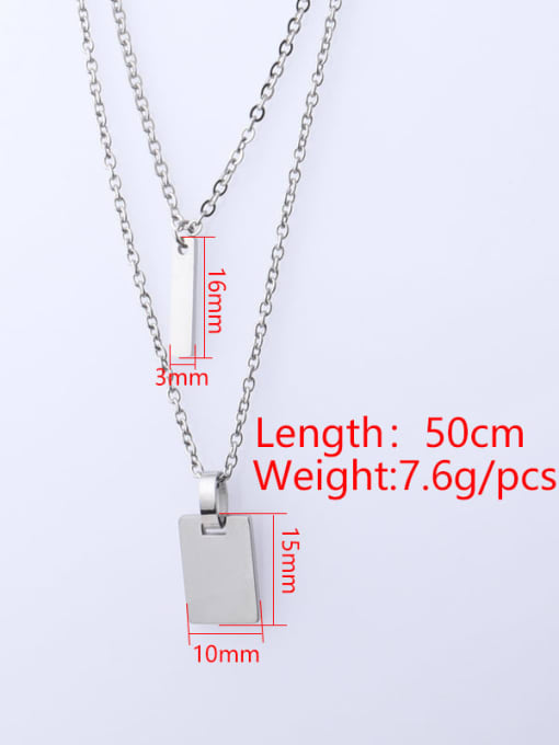 Steel color Stainless steel Geometric Trend Multi Strand Necklace