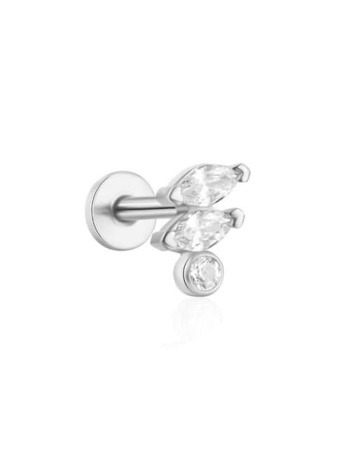 Single Platinum 4 925 Sterling Silver Cubic Zirconia Geometric Dainty Single Earring