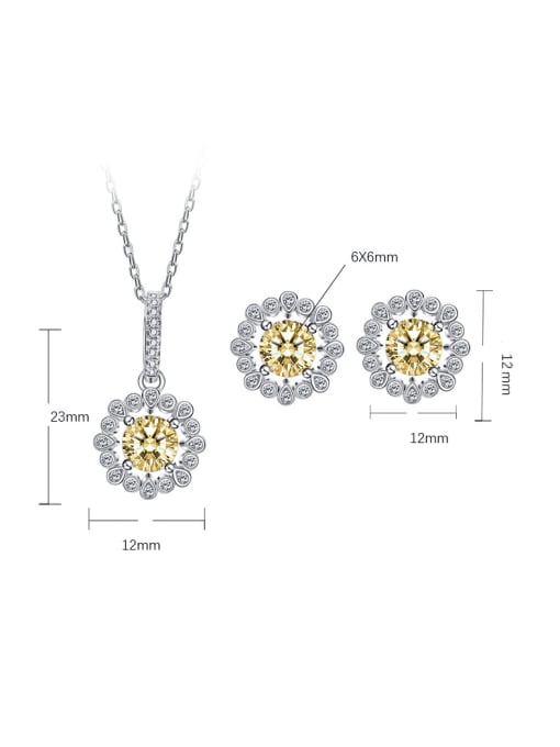 A&T Jewelry 925 Sterling Silver Cubic Zirconia Dainty Flower  Earring and Necklace Set 4