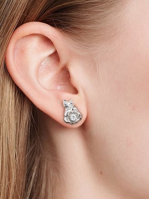 LOLUS 925 Sterling Silver Flower Artisan Stud Earring 1