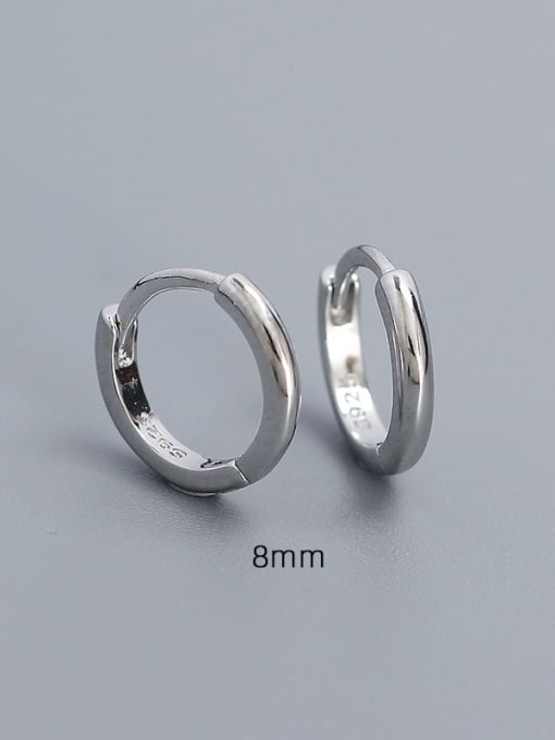 8mm Platinum 925 Sterling Silver Geometric Minimalist Huggie Earring