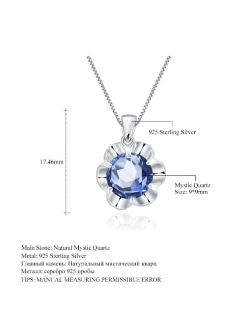 ZXI-SILVER JEWELRY 925 Sterling Silver Swiss Blue Topaz Flower Minimalist Necklace 1