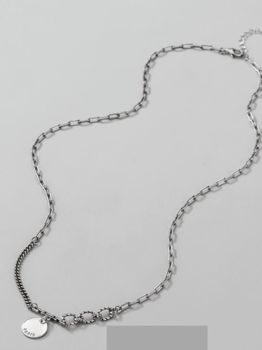 Word round brand Necklace 925 Sterling Silver Round Minimalist Necklace