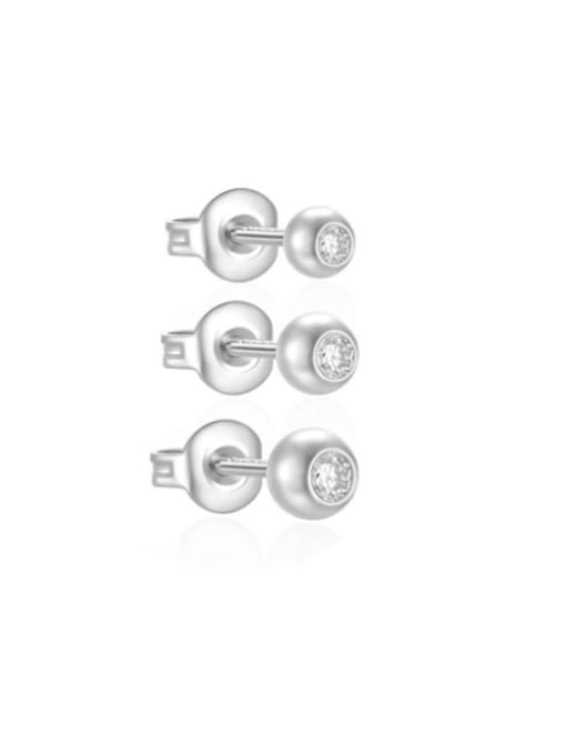 YUANFAN 925 Sterling Silver Cubic Zirconia Round Minimalist Stud Earring 2