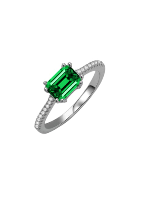 Green 925 Sterling Silver Cubic Zirconia Geometric Dainty Band Ring