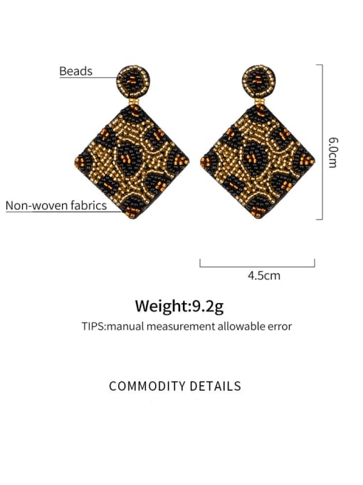 JMI Non-woven fabric Bead  Geometric Bohemia Hand-Woven  Drop Earring 3