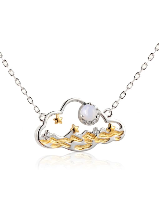Cloud and haiaobao Necklace 925 Sterling Silver Natural  Topaz Artisan  Cloud  Pendant Necklace