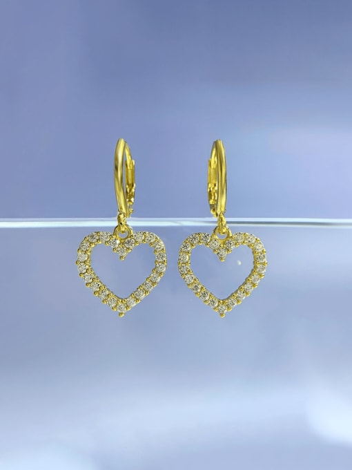 E217 Gold 925 Sterling Silver Cubic Zirconia Heart Minimalist Huggie Earring