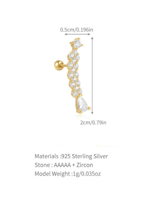 Single Gold 6 925 Sterling Silver Cubic Zirconia Geometric Dainty Single Earring