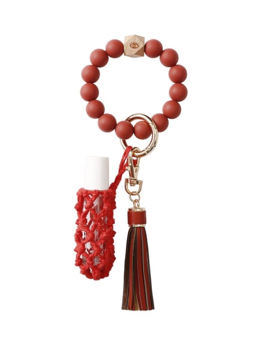 Red Silicone beads + perfume bottle+hand-woven key chain/bracelet