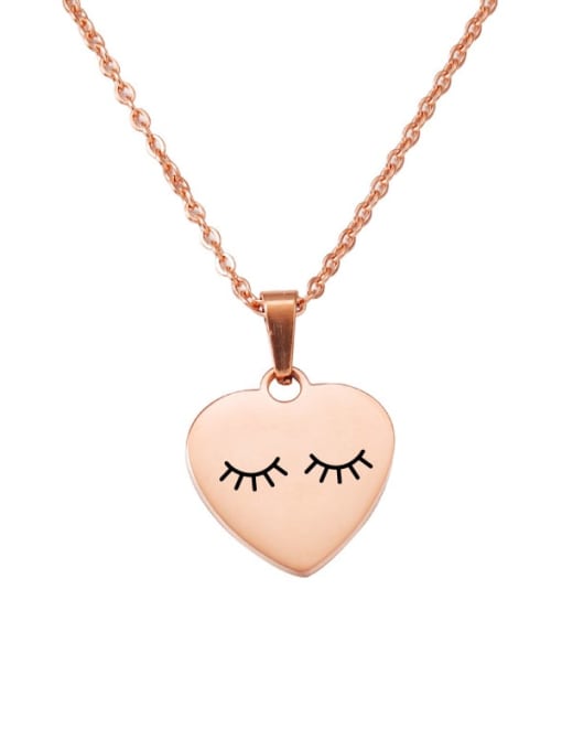 Rose Gold 1 Stainless steel Letter Heart Trend Necklace