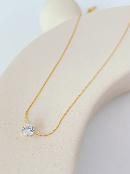 Shiny Diamond Gold Necklace Titanium Steel Cubic Zirconia Geometric Minimalist Necklace