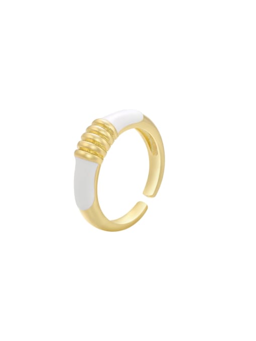 KOKO Brass Enamel Geometric Trend Band Ring 0