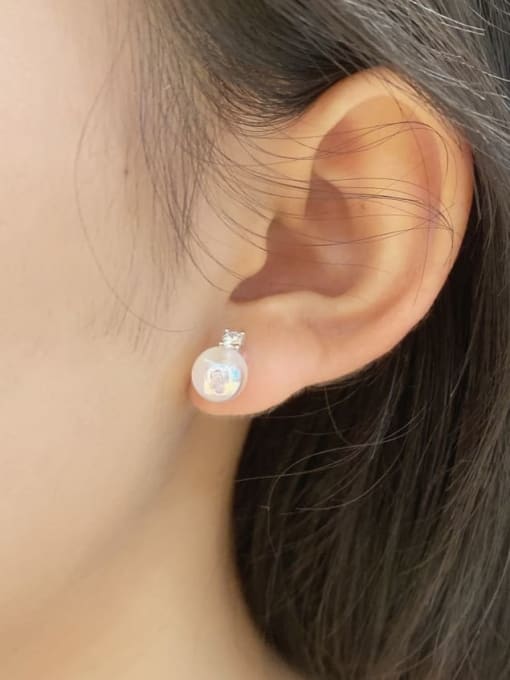 STL-Silver Jewelry 925 Sterling Silver Imitation Pearl Geometric Minimalist Stud Earring 1