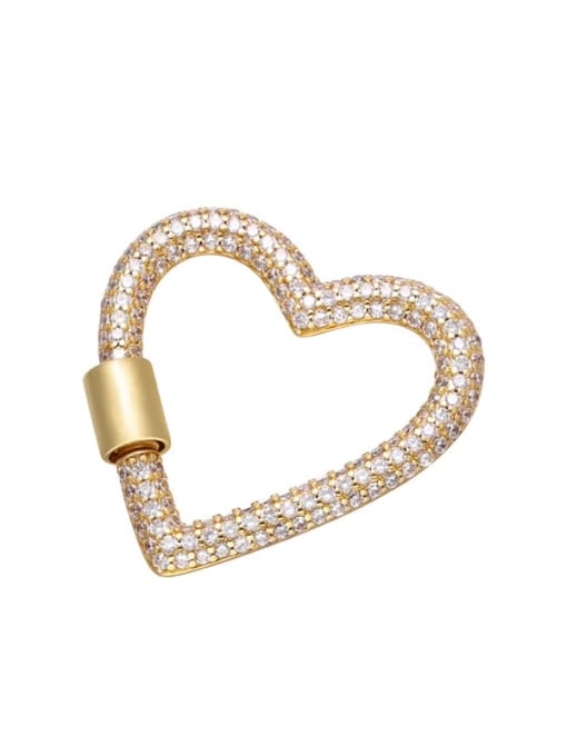 Golden+White Brass Microinlay Cubic Zirconia Geometric Heart Shaped Pendant