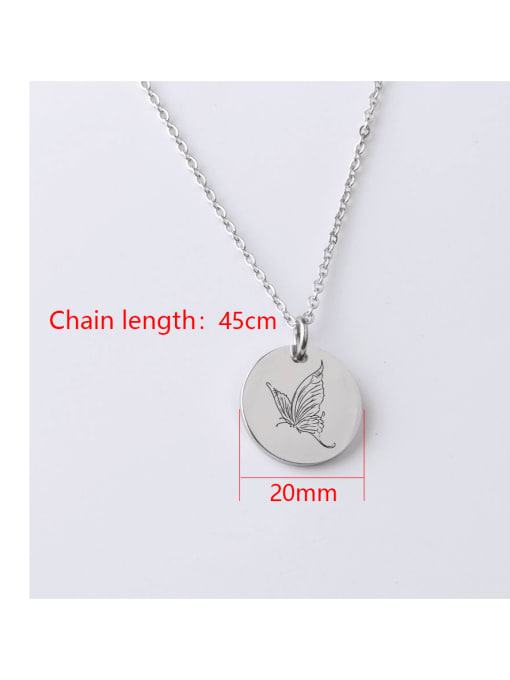 MEN PO Stainless steel Round Butterfly Minimalist Necklace 2