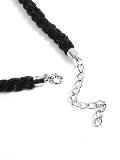 JMI Alloy Cotton Rope  Hairball Geometric Hand-Woven  Bohemia Necklace 2