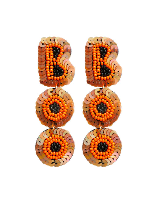 E69015 orange Miyuki Millet Bead Letter Hand-woven alphabet sequins Artisan Drop Earring